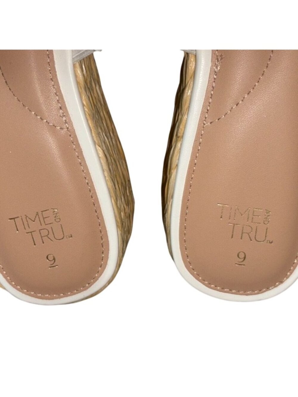 Time and Tru Women's Raffia Platform Slide Sandals-Size 9-White-GUC - Picture 3 of 7